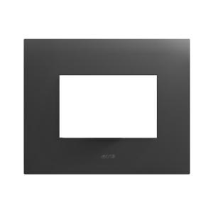 Placca smart44 metallo grigio  3moduli per scatole rettangolari 44psm3gtk