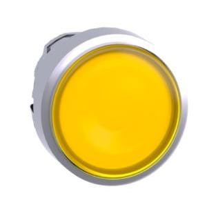 Testa pulsante luminoso giallo led ghiera in metallo zb5aw353