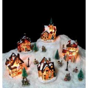 Set villaggio 5 casette fibre ottiche addobbi natale decorazioni natalizie 31511874