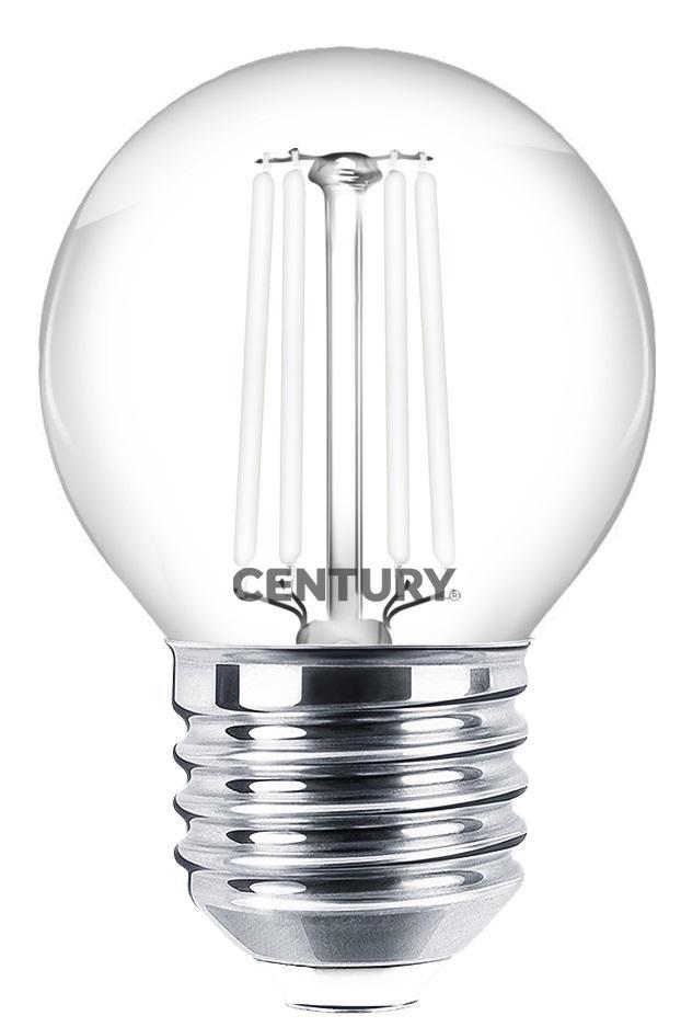 century century lampada filamento led incanto white sfera chiara 4,5w e27 4000k inh1gw-452740