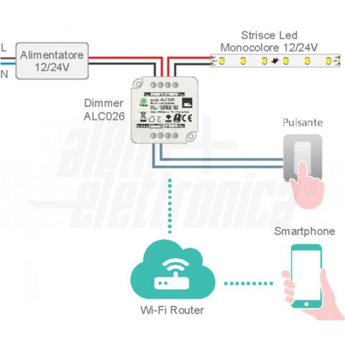 alpha elettronica alpha elettronica dimmer smart per strisce led monoco wifi app+pulsa
