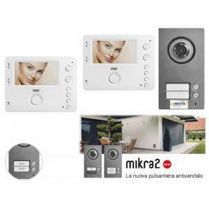 Kit bifamiliare mikra2 con videocitofono miro vivavoce 1784/772