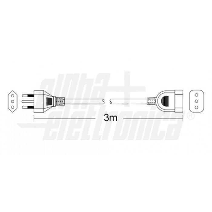 alpha elettronica alpha elettronica prolunga spina-pr. 10a 3x0.75 3 mt  nero 23-003b - foto 3