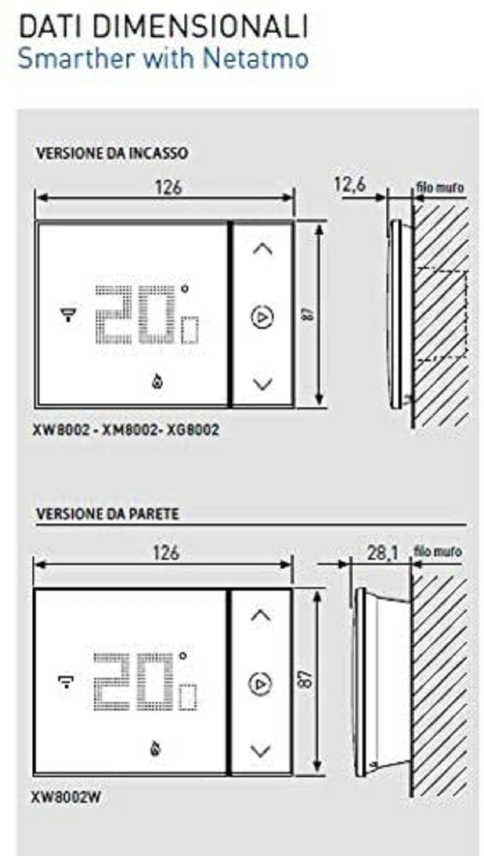 bticino bticino termostato smarther 2 incasso nero wifi netatmo xg8002 - foto 2