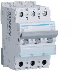 Interruttore automatico 3p 10a 6 ka c 3moduli mca310