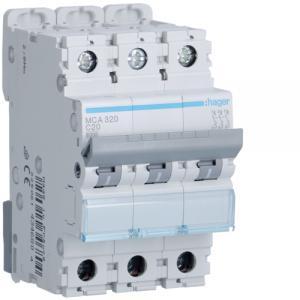 Interruttore automatico 3p 20a 6 ka c 3moduli mca320