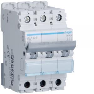 Interruttore automatico 3p 25a 6 ka c 3moduli  mca325