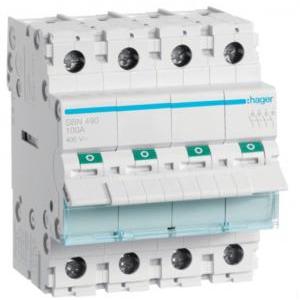 Interruttore non automatico 4 poli 100a 4 moduli sbn490