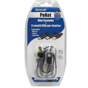 Poket mini custodia+ 3 cavetti usb per ricarica 93003002