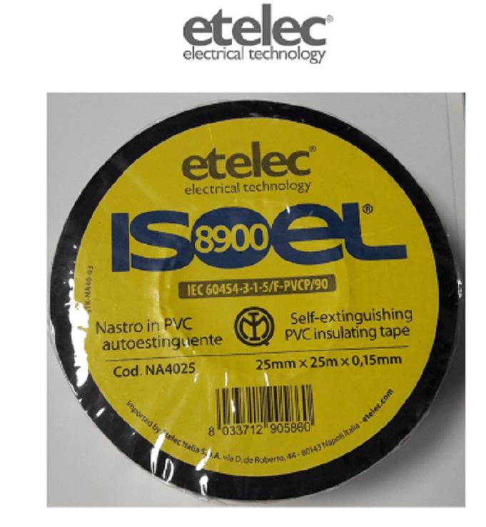 etelec nastro isoel 25bk 25mmx25m s=0.15mm nero na4025 - foto 1