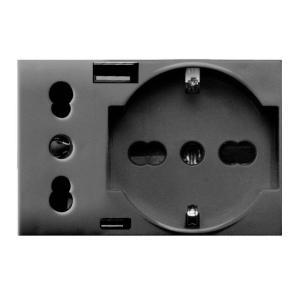 Presa schuko+ita+usb a/c tekla 3moduli  44509015usb