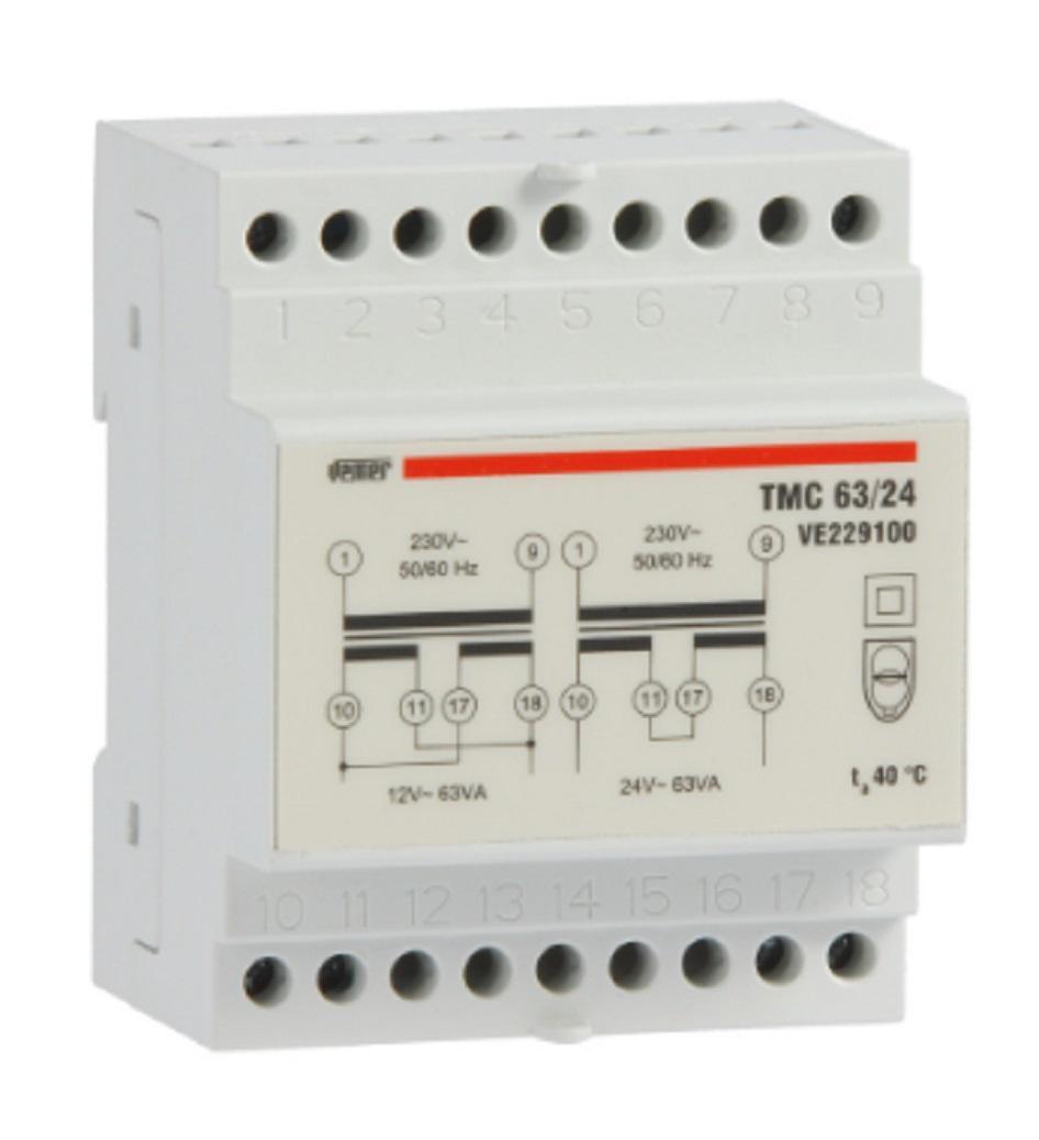 vemer vemer trasformatore tmc 63/24 trasf. 63va cont. 230/12-24v ac ve229100 - foto 1