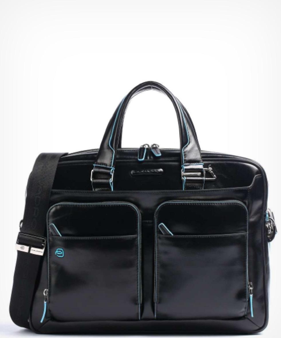 piquadro piquadro borsa cartella 15 sottile piquadro blue square nero ca2849b2/n