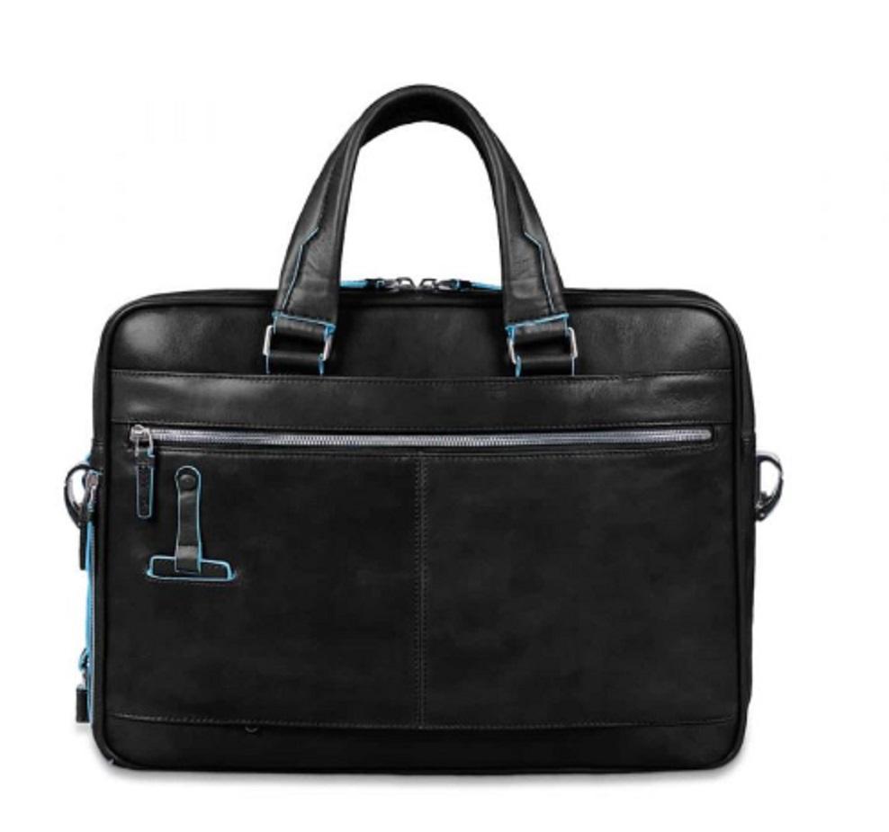 piquadro piquadro borsa cartella 15 sottile piquadro blue square nero ca2849b2/n