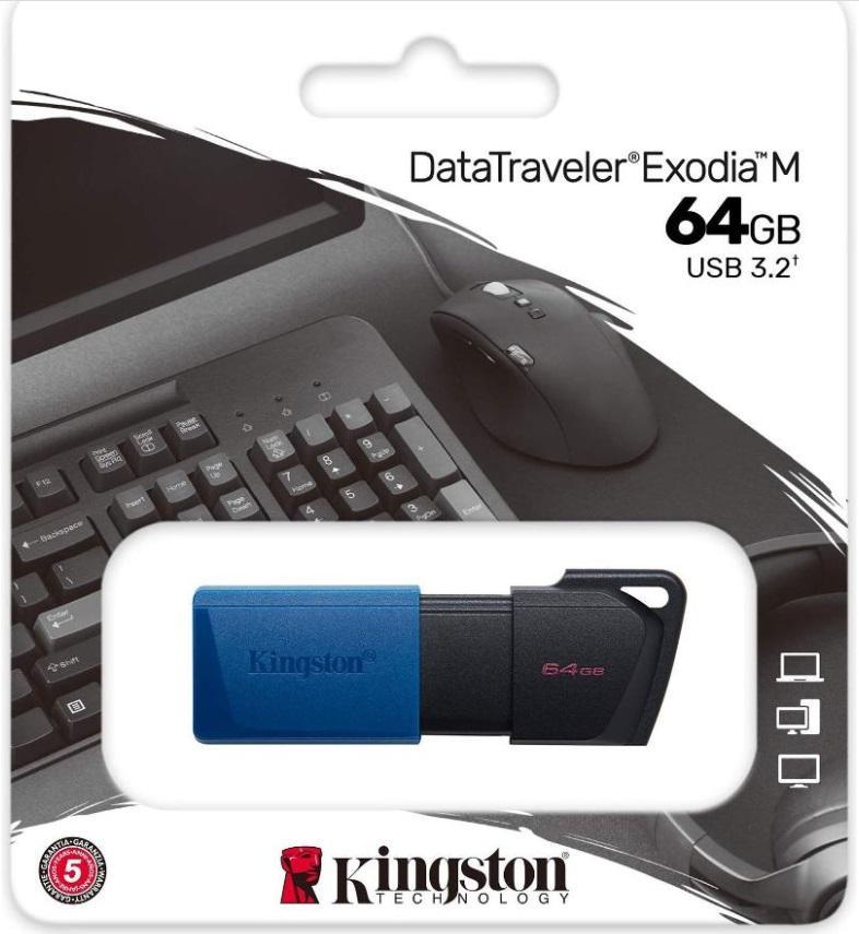 kingston kingston chiavetta usb 64gb datatraveler exodia m blue e black dtxm 64 - foto 2