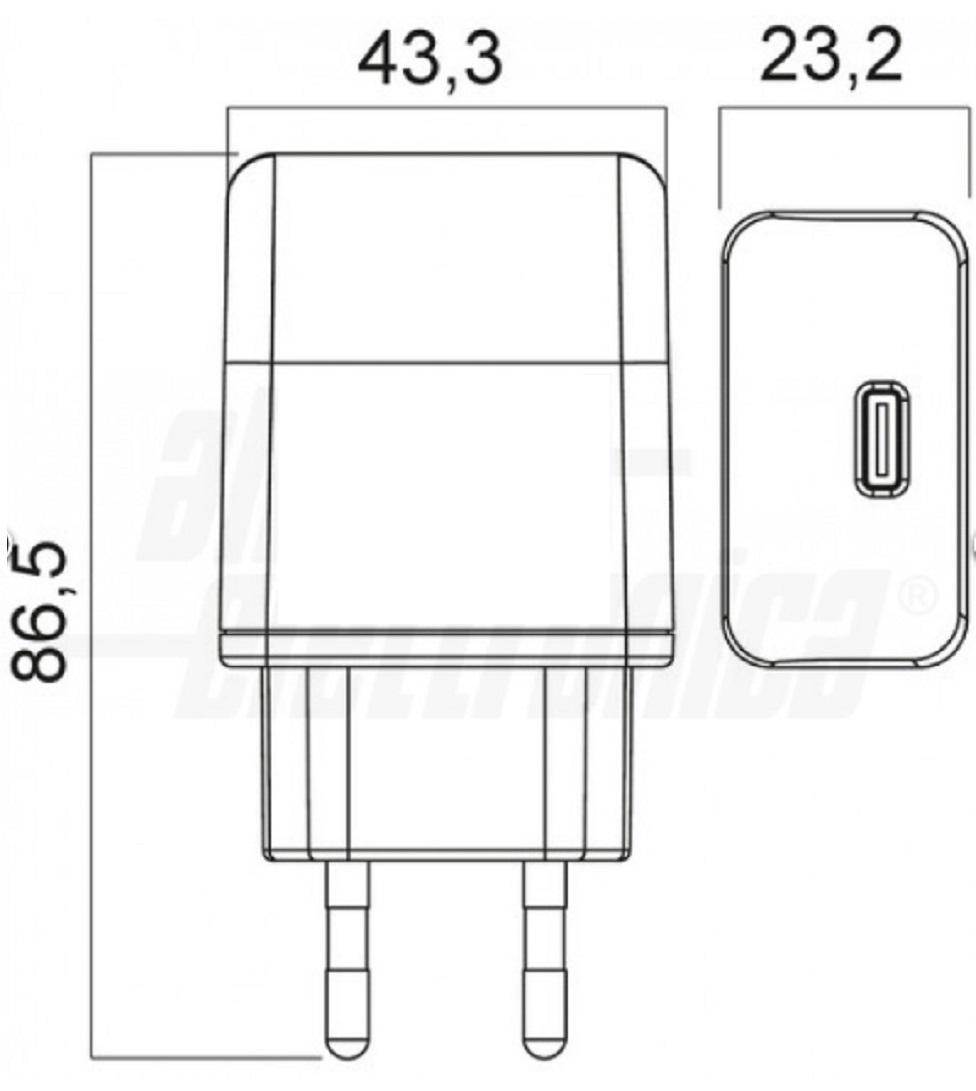 alpha elettronica alpha elettronica alimentatore plug-in pd 1xusb c 20w bianco power delivery