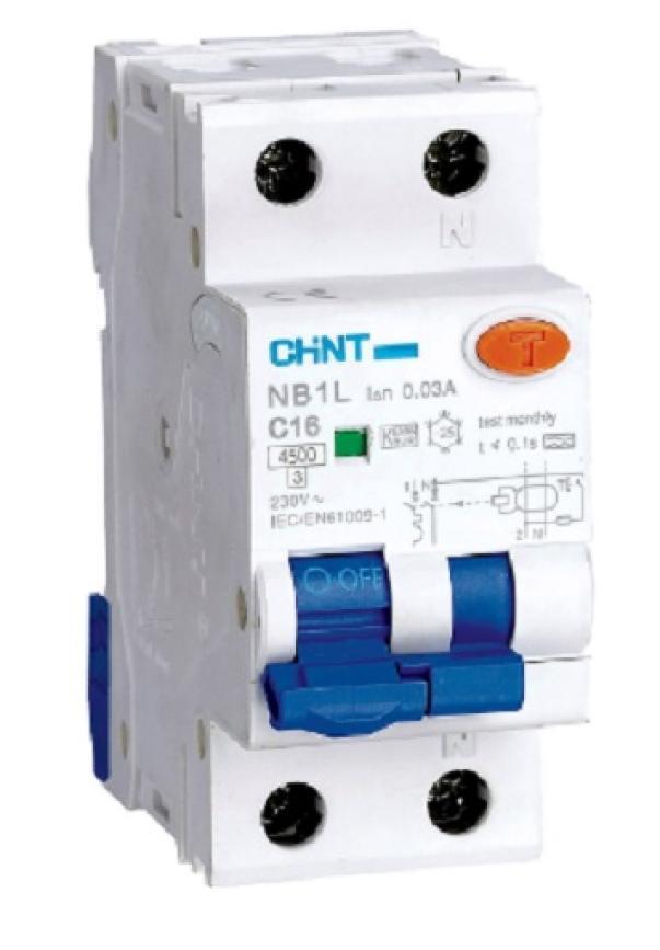 chint chint interruttore magnetotermico differenziale nb1l1/c10-1pn-4,5-a30 -int mtd 1p+n 203333 - foto 1