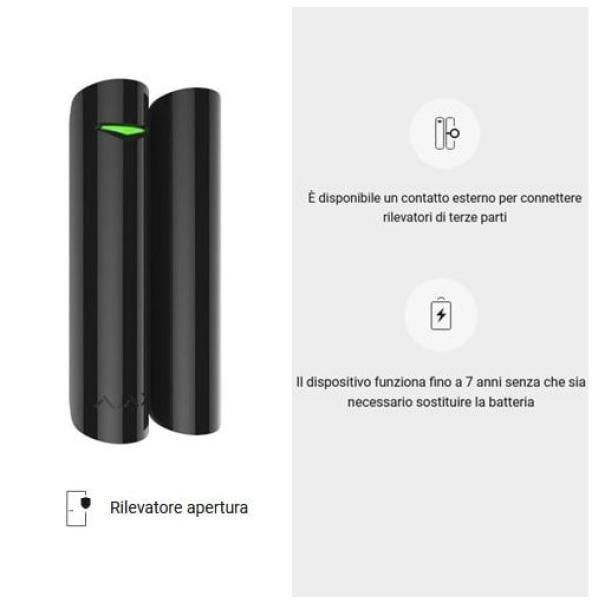 ajax ajax doorprotect black rilevatore di apertura porte e finestre wireless nero 38098 - foto 2