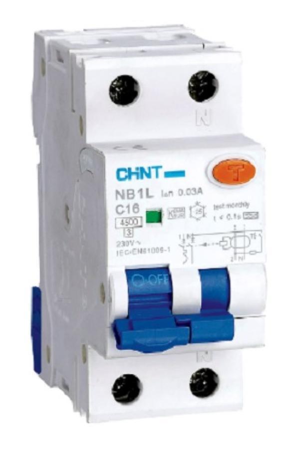 chint chint nb1l1/c6-1pn-4,5-a30 -interruttore magnetotermico 1p+n 6a 30ma 4,5ka curva c tipo a 203332 - foto 1