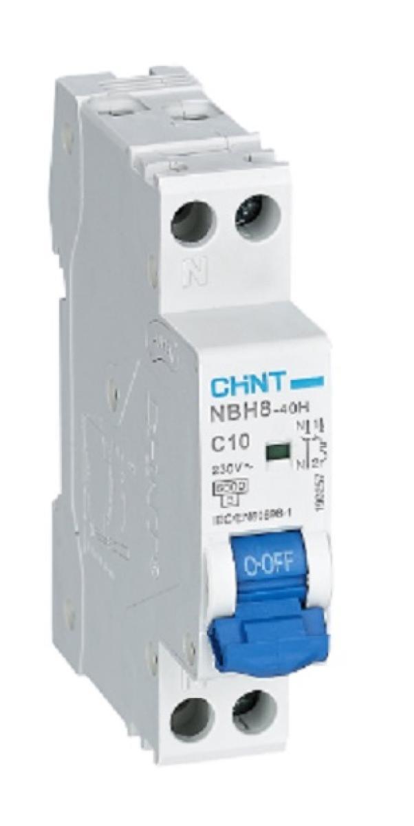 chint chint nbh8-40h/c10-1pn-6 interruttore magnetotermico compatto 1p+n 10a 6ka curva c 1m 190257 - foto 1