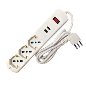 Multipresa 3 posti universale +2 usb bianco 27228n