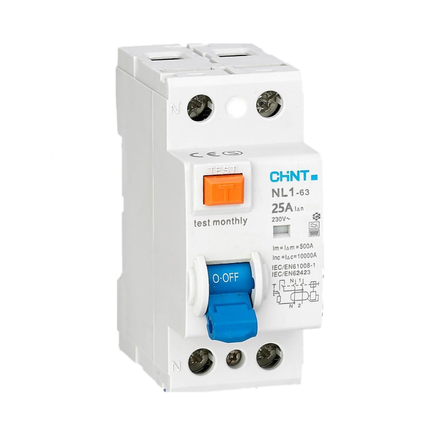 chint chint nl1-63/63-2p-f30 interruttore differenziale puro 2p 63a 30ma 10ka tipo f 263719 - foto 1