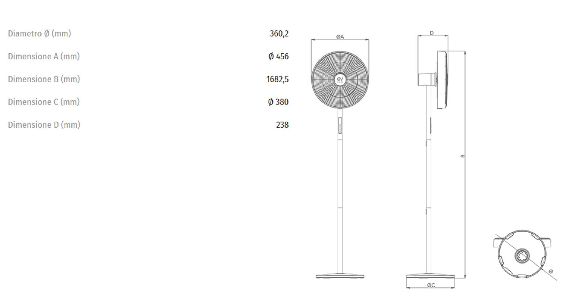 vortice vortice ventilatore da pavimento grigio gordon evo c 40/16 0000060623 - foto 2