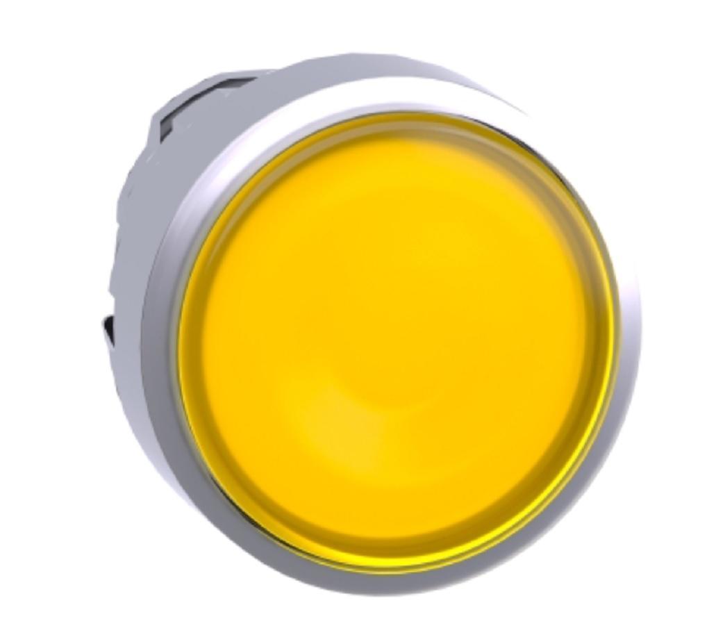 schneider schneider testa pulsante luminoso giallo led ghiera in metallo zb5aw353 - foto 1