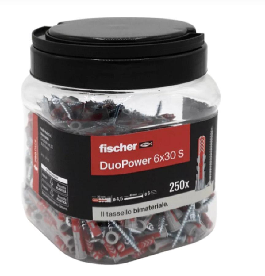 fischer fischer tasselli con vite testa  duopower 6x30 s barattolo 250p 00572885 - foto 1