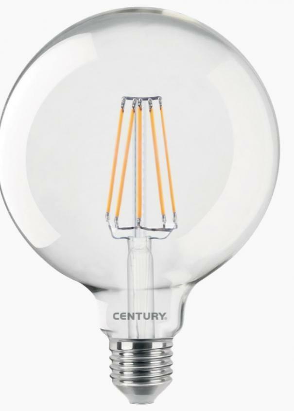 century century lampada a filamento led incanto globo chiara g125 10w e27 ing125-102740 - foto 1