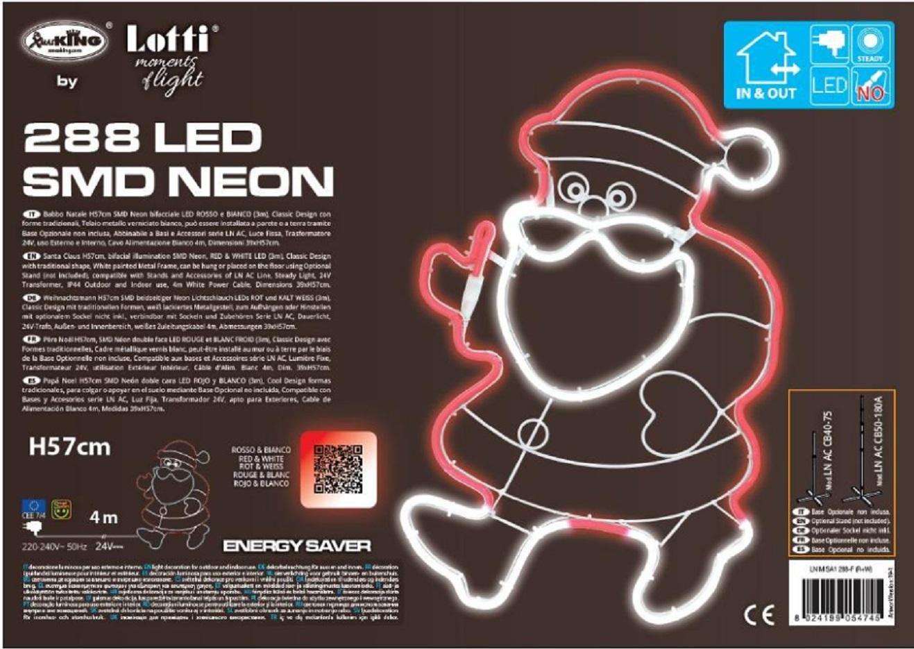 lotti decorazione natalizia sagoma babbo natale smd led illuminazione neon 54745 - foto 2