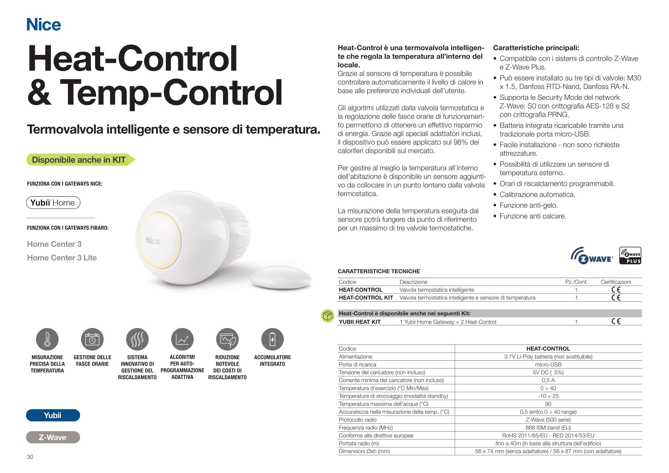 nice nice valvola termostatica intelligente heat-control (kit) 868.4 mhz - foto 2