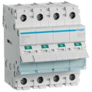 Interruttore non automatico modulare  4 poli 63a  4 moduli sbn463