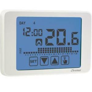 Cronotermostato chronos touch screen da parete, bianco a batteria  ve451100