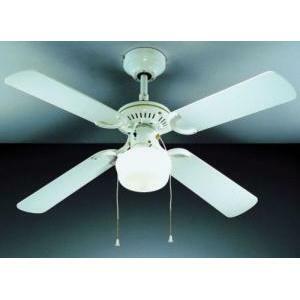 Ventilatore bianco con kit luce 1x60w e27 4 pale diam105 7062 b