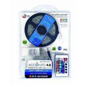 Kit striscia led accento 3mt 4,8w rgb cambio colore ip65 con telecomando  acrbl-486010