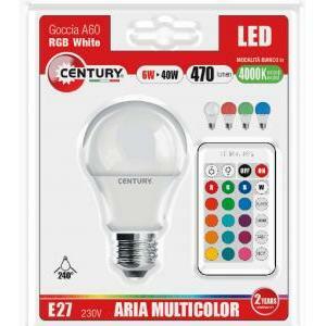 Lampadina classica led aria multicolor goccia 6w - e27 - 4000k-rgb - 470lm