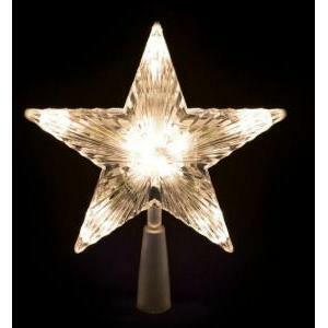 Puntale stella 10 led bianco esterno a batteria per albero di natale  0452061