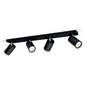 Consumer lighting kosipo faretto 4 luci nero in metallo attacco gu10 orientabile 52059430pn