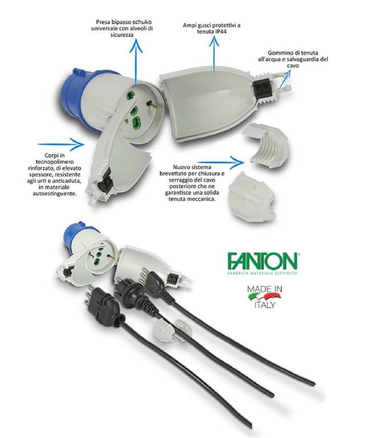 fanton s.p.a. fantom s.p.a. adattattore universale per spina cee optimus da p40 a 1s. cee blu - foto 2